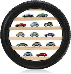 Tire Toy Box Wall Car Display Shelf Model Car Display Case Stand for 1/64 Collectibles Cars,Collectibles,Toy Figurines(Diameter 16 Inches)