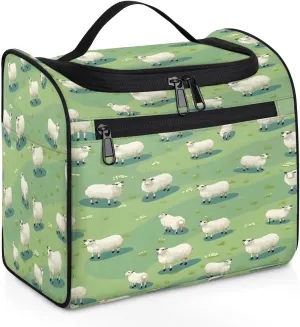 Toiletry Bag with Hanging Hook Makeup Bag Grassland Lambs Cosmetic Case Travel Organizer for Women Men Traveling Wash Bag