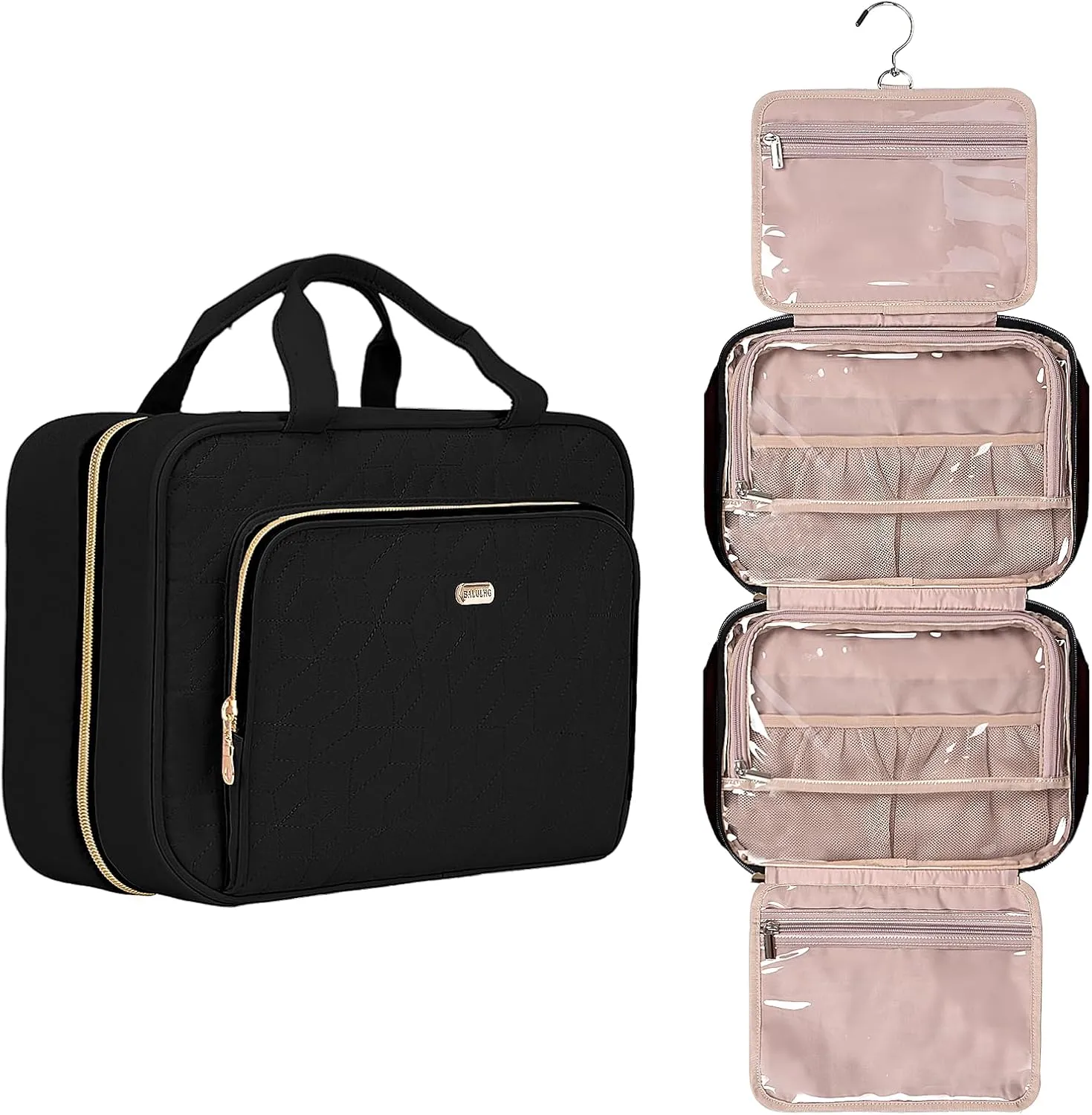 Toiletry Bag with Hanging Hook, Portable Makeup Cosmetic Bags, Space-efficient, Collapsible Moving, making it more suitable for Travel