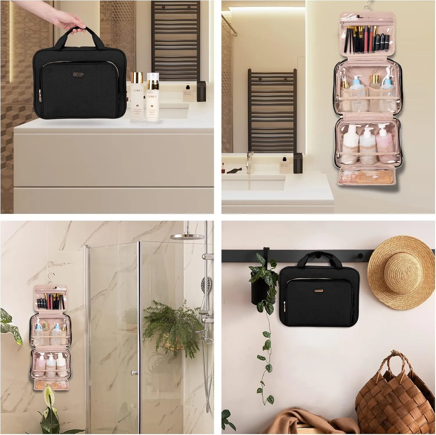 Toiletry Bag with Hanging Hook, Portable Makeup Cosmetic Bags, Space-efficient, Collapsible Moving, making it more suitable for Travel