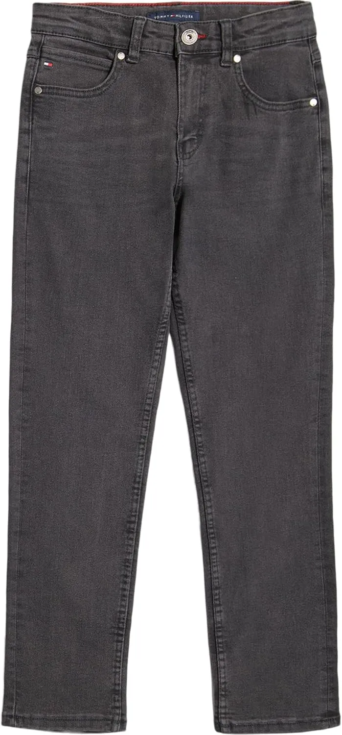 Tommy Hilfiger Boys' 5-Pocket Stretch Slim Straight Leg Denim Jean, Zipper Fly & Button Closure