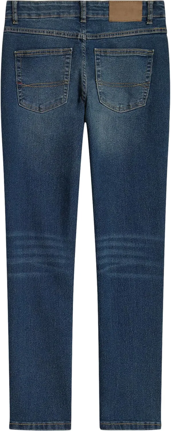 Tommy Hilfiger Boys' 5-Pocket Stretch Slim Straight Leg Denim Jean, Zipper Fly & Button Closure