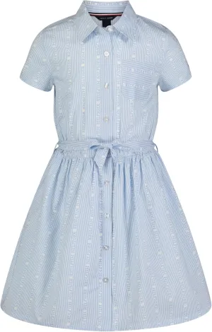 Tommy Hilfiger Girl's Short Sleeve Lightweight Denim Dress, Collared With Cinched Waist