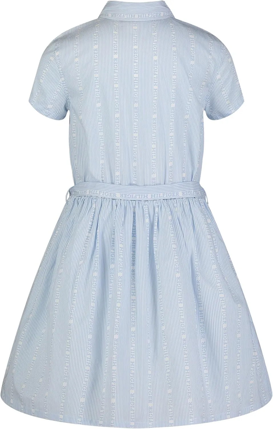 Tommy Hilfiger Girl's Short Sleeve Lightweight Denim Dress, Collared With Cinched Waist