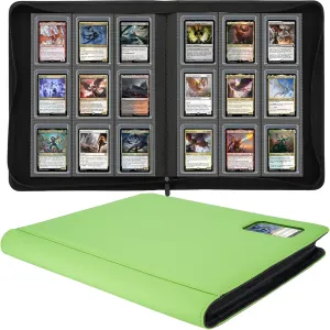 Top Loader Binder for Cards (Clear Window), Holds 288 Cards in 3"x4" Toploaders, Trading Card Binder 9 Pocket for TCG, MTG, YGO, Game Cards, Sports Cards(Green Grass)