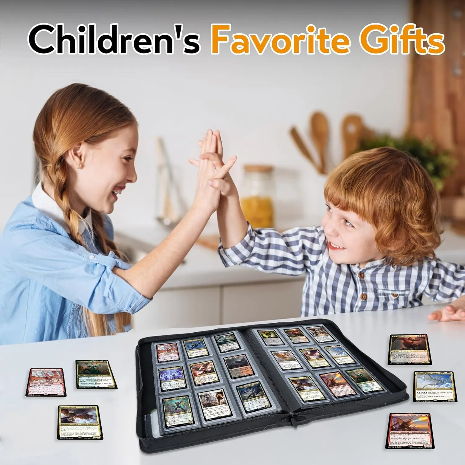 Top Loader Binder for Cards (Clear Window), Holds 288 Cards in 3"x4" Toploaders, Trading Card Binder 9 Pocket for TCG, MTG, YGO, Game Cards, Sports Cards(Green Grass)
