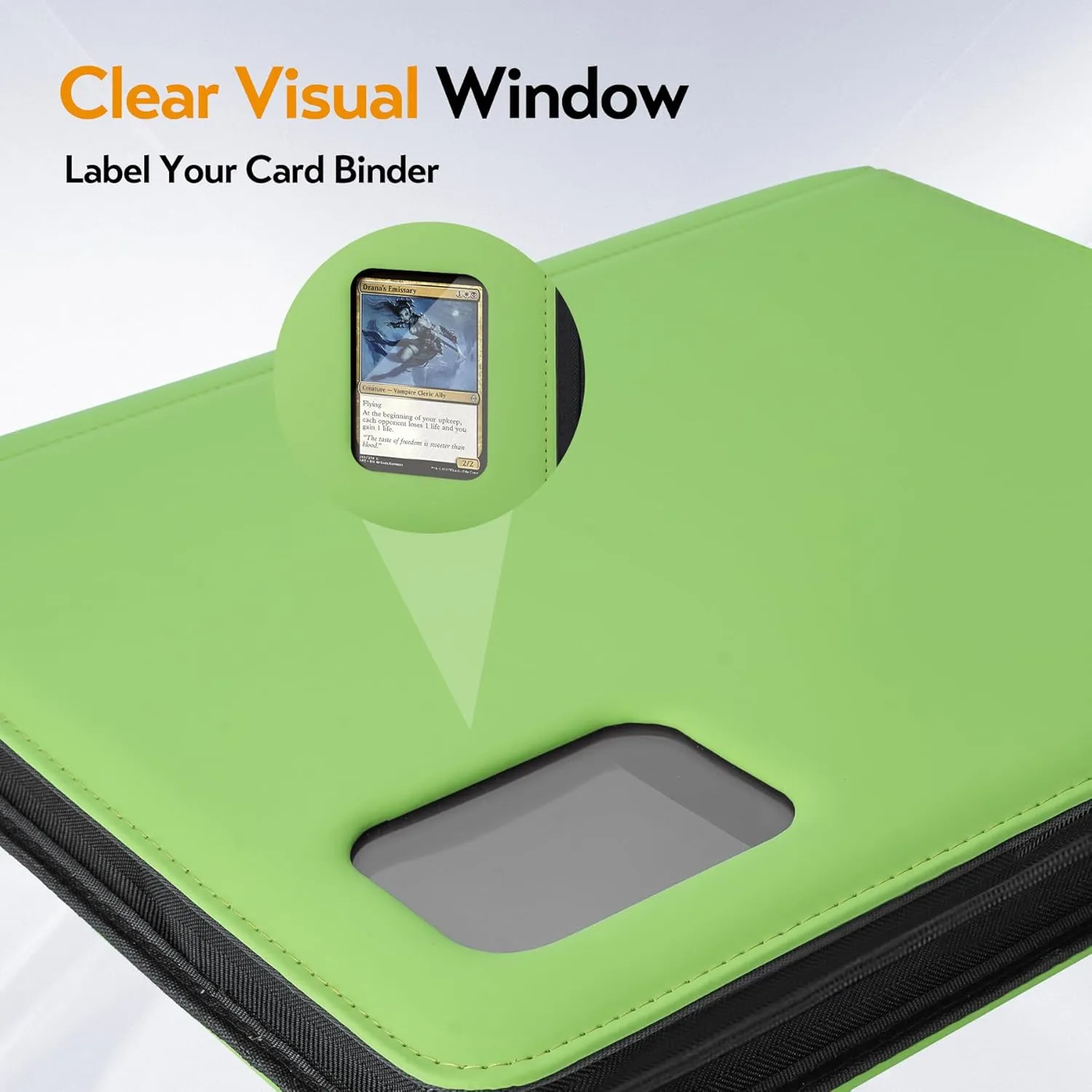 Top Loader Binder for Cards (Clear Window), Holds 288 Cards in 3"x4" Toploaders, Trading Card Binder 9 Pocket for TCG, MTG, YGO, Game Cards, Sports Cards(Green Grass)