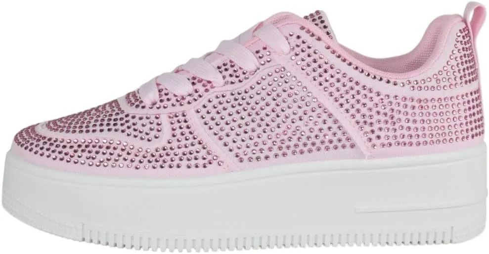 TOP Moda Shoes Women Fashion Platform Sneakers Crystals Rhinestone Bling Lace Up Boston