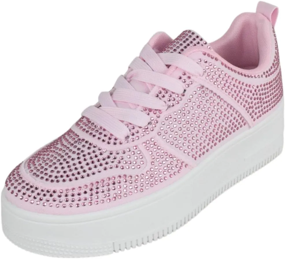 TOP Moda Shoes Women Fashion Platform Sneakers Crystals Rhinestone Bling Lace Up Boston