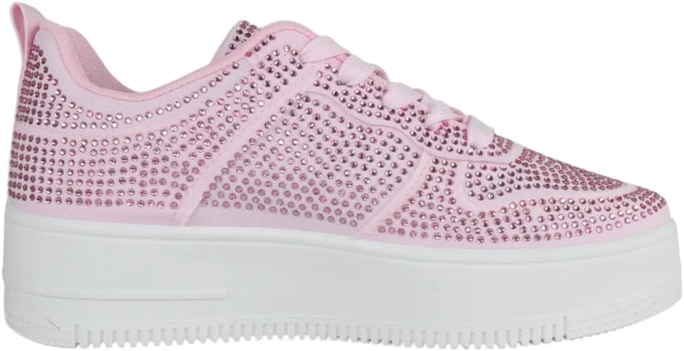 TOP Moda Shoes Women Fashion Platform Sneakers Crystals Rhinestone Bling Lace Up Boston