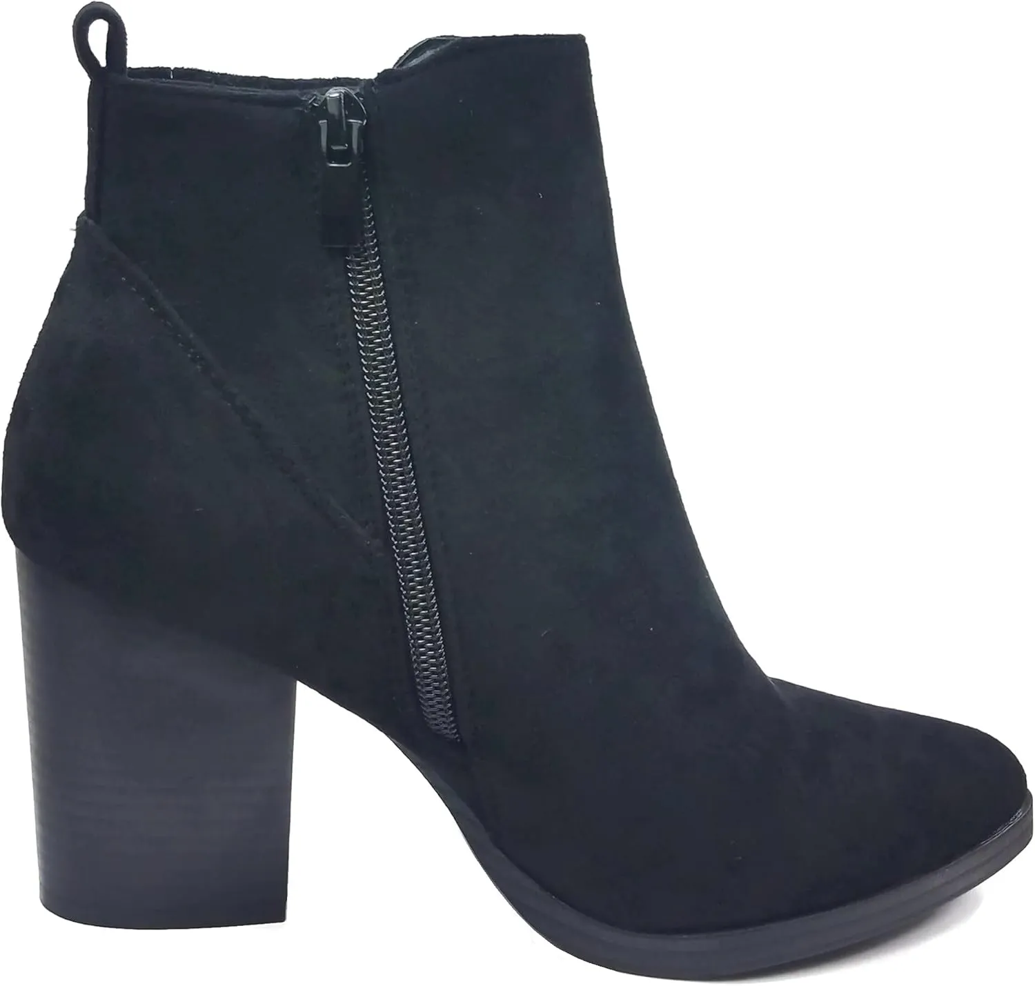 TOP Moda Womens Ankle Boots Chunky Stacked Mid Heel Elastic Chelsea