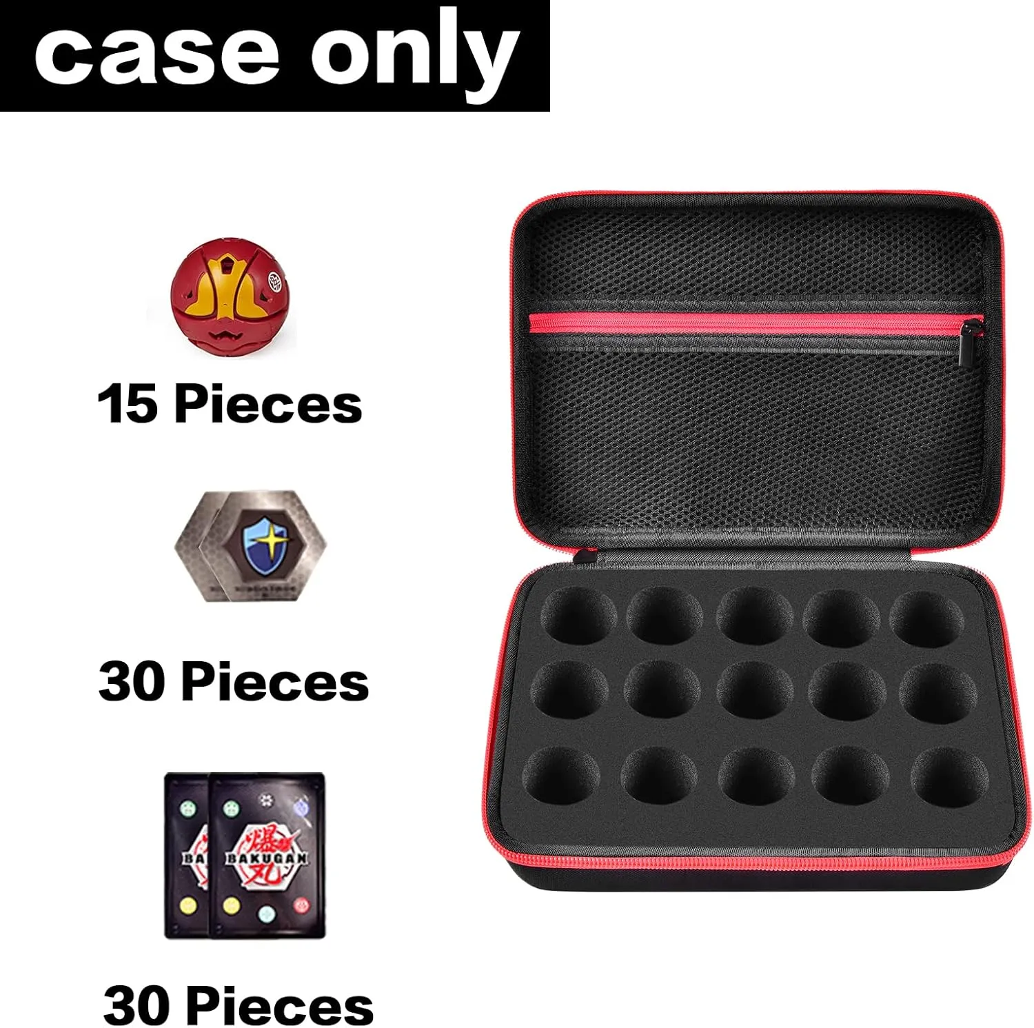 Toy Organizer Storage Case Compatible with Bakugan Figures, BakuCores and Armored Alliance, Geogan Rising Battle Action Figure, Mini Toys Container Holder Bakugons Box with Mesh Pocket (Bag Only)