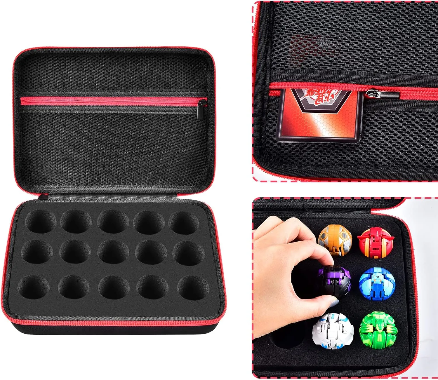 Toy Organizer Storage Case Compatible with Bakugan Figures, BakuCores and Armored Alliance, Geogan Rising Battle Action Figure, Mini Toys Container Holder Bakugons Box with Mesh Pocket (Bag Only)