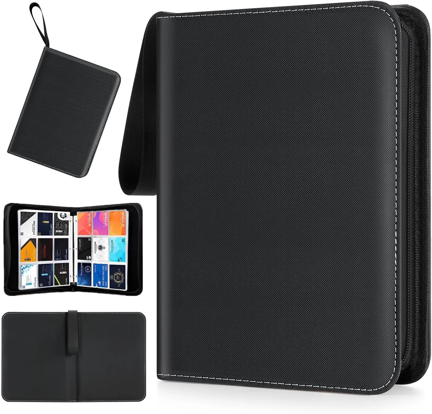 Trading Card Binder, 9 Pockets 900 Cards Holder Collector Album with 50 Removable Sleeves Compatible with Pokemon Cards Football Baseball Card TCG MTG Game Sports Cards Black