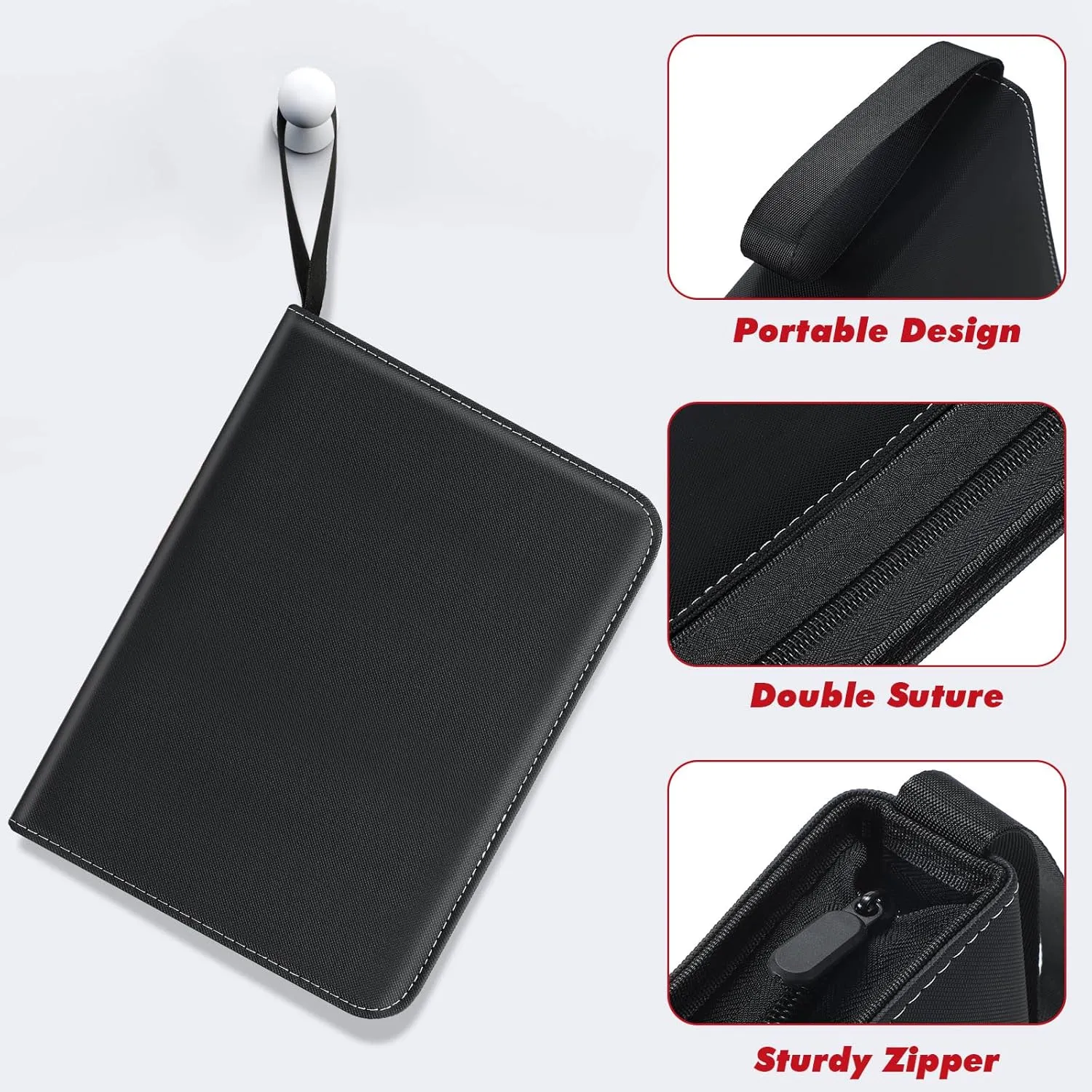 Trading Card Binder, 9 Pockets 900 Cards Holder Collector Album with 50 Removable Sleeves Compatible with Pokemon Cards Football Baseball Card TCG MTG Game Sports Cards Black