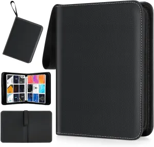 Trading Card Binder, 9 Pockets 900 Cards Holder Collector Album with 50 Removable Sleeves Compatible with Pokemon Cards Football Baseball Card TCG MTG Game Sports Cards Black