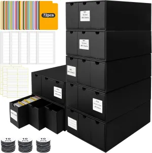 Trading Card Organizer - Card Storage Box with 21-600 CT Boxes - 72 Dividers, Labels and Tapes - 21000  Cards Capacity - Perfect for TCG, MTG, Sports Cards,Collectible Card Games
