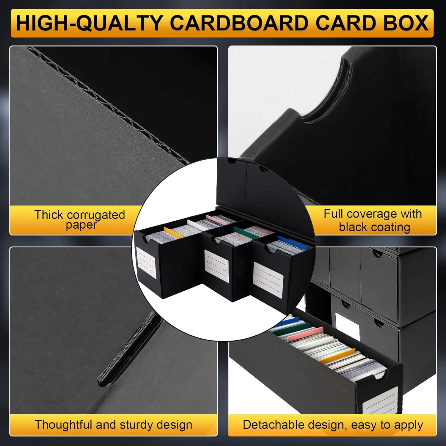 Trading Card Organizer - Card Storage Box with 21-600 CT Boxes - 72 Dividers, Labels and Tapes - 21000  Cards Capacity - Perfect for TCG, MTG, Sports Cards,Collectible Card Games