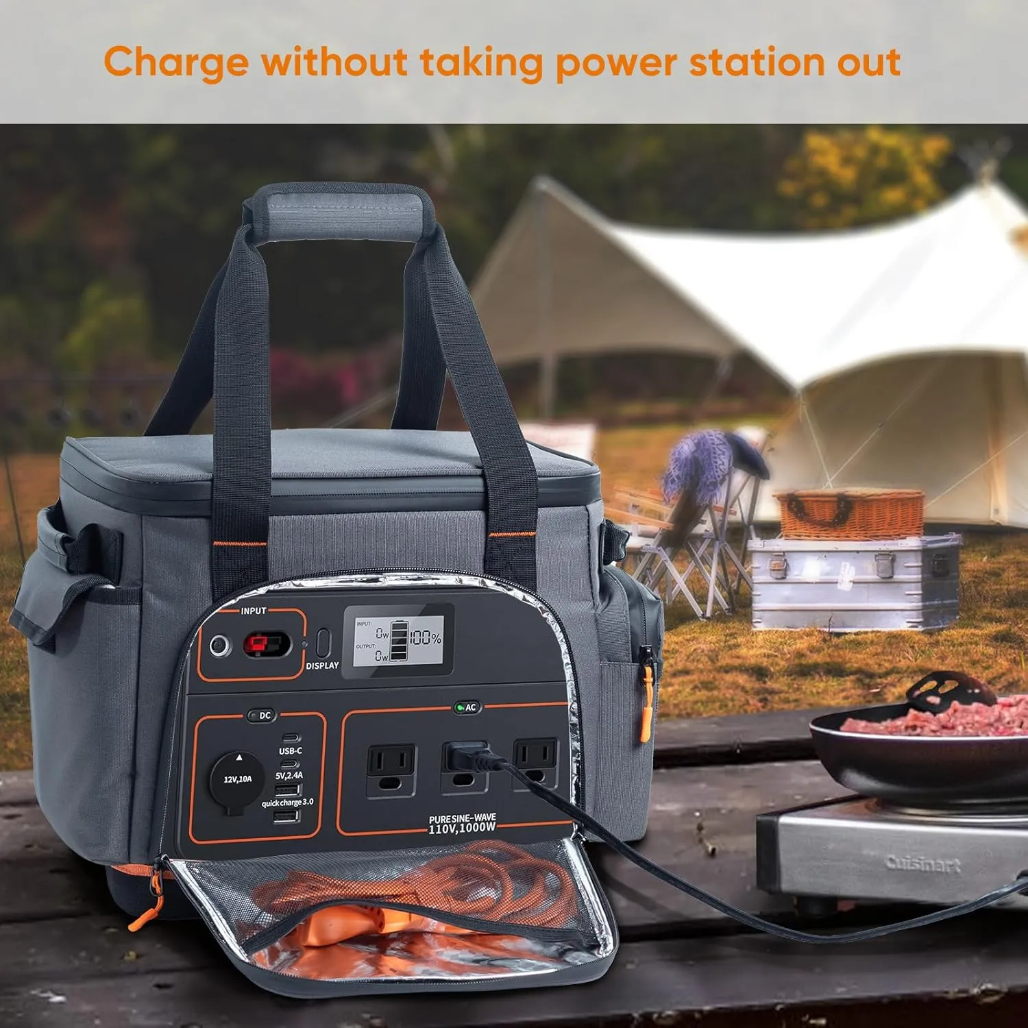 Travel Carrying Case Compatible with Jackery Explorer 1000, Portable Power Station Storage Case with Water- proof Bottom and Pocket for Jackery Accessories Solar Generator Storage Bag Only