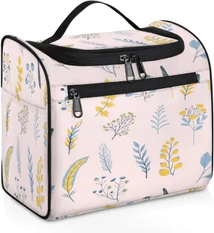 Travel Toiletry Bag for Women,Hanging Toiletry Bag Cosmetic Makeup Bag Travel Organizer for Accessories Toiletries,Travel Essentials Kit(Flower Leaves)