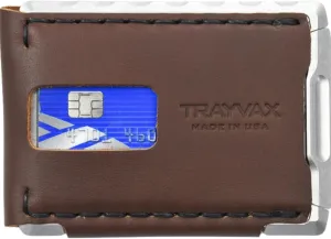 Trayvax Venture Billfold Wallet, Front Pocket Money and Credit Card Holder, Minimalist Slim Leather Metal Wallet for Men and Women, Frontier Brown Leather