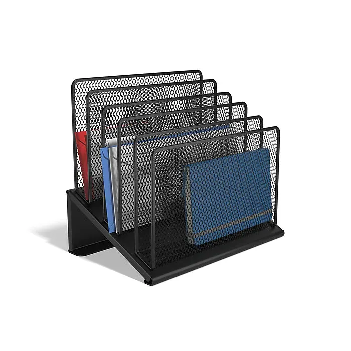 TRU RED™ 5 Compartment Wire Mesh File Organizer, Matte Black (TR57554)