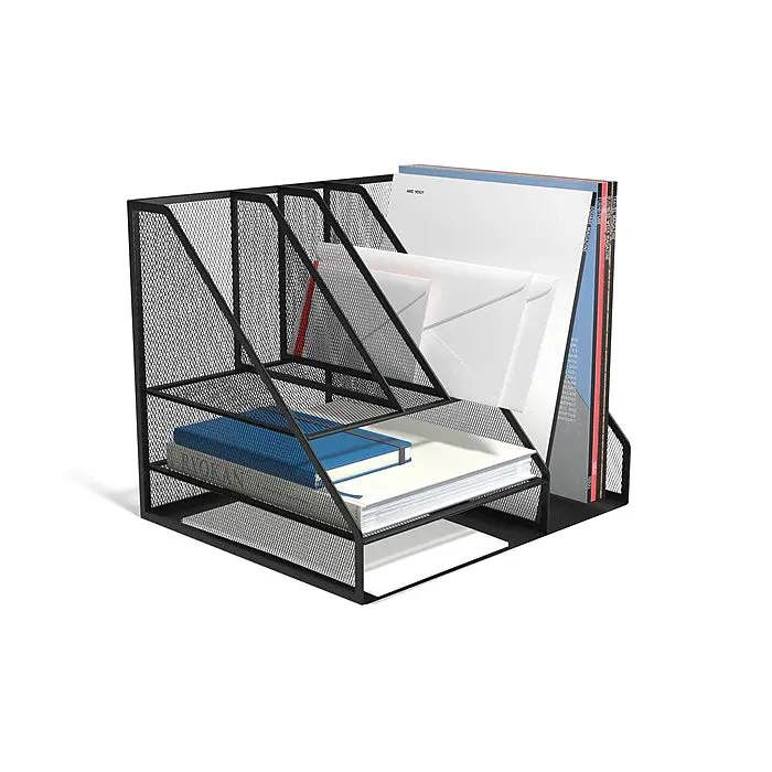 TRU RED™ 8 Compartment Wire Mesh Desk Organizer, Matte Black (TR57533)