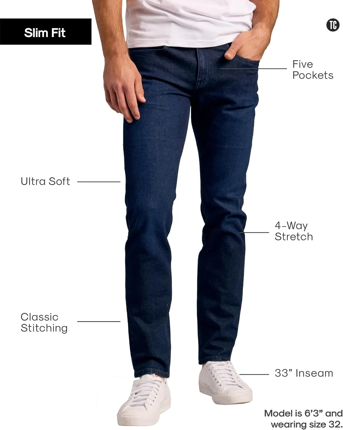 True Classic Authentic Work Jeans for Men, Work Pants, Durable Cotton Denim