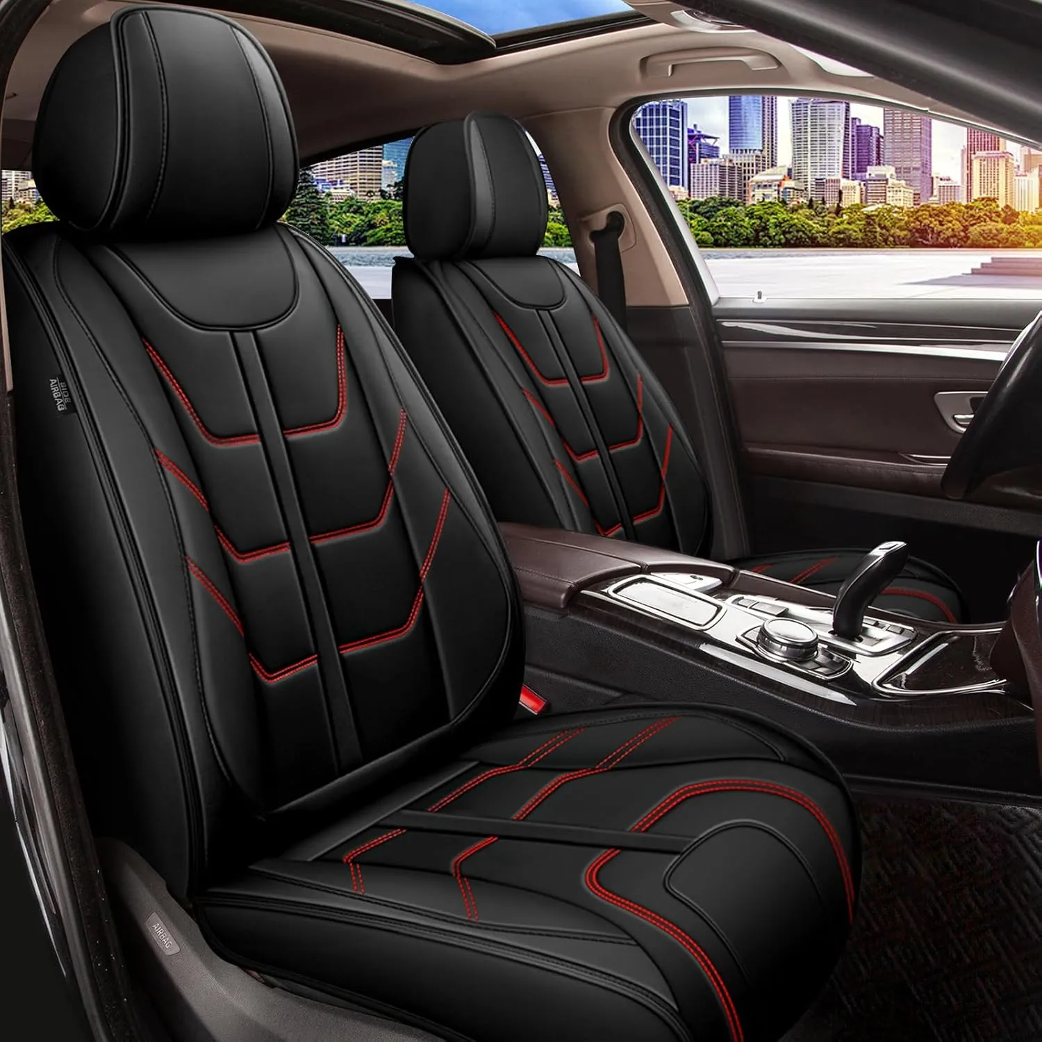 TTX LIGHTING Front Seat Covers Fit for Mazda CX-30 2020-2024 2025 Waterproof Leather 2 Front Seat Covers Automotive Seat Cushion Car Seat Protectors with Airbag Compatible (Redline)