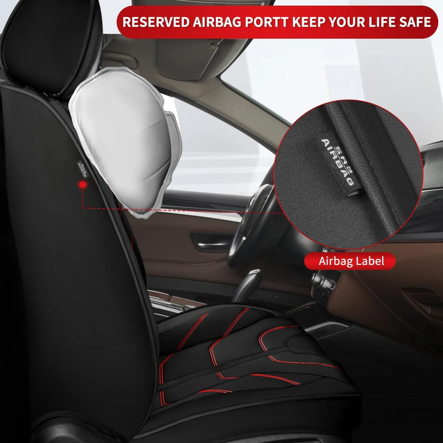 TTX LIGHTING Front Seat Covers Fit for Mazda CX-30 2020-2024 2025 Waterproof Leather 2 Front Seat Covers Automotive Seat Cushion Car Seat Protectors with Airbag Compatible (Redline)
