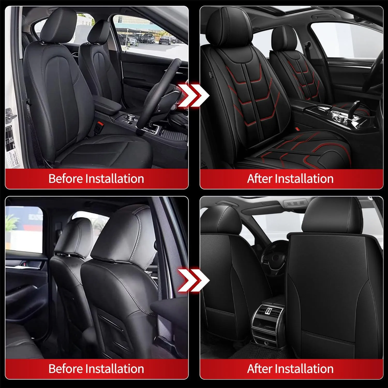 TTX LIGHTING Front Seat Covers Fit for Mazda CX-30 2020-2024 2025 Waterproof Leather 2 Front Seat Covers Automotive Seat Cushion Car Seat Protectors with Airbag Compatible (Redline)
