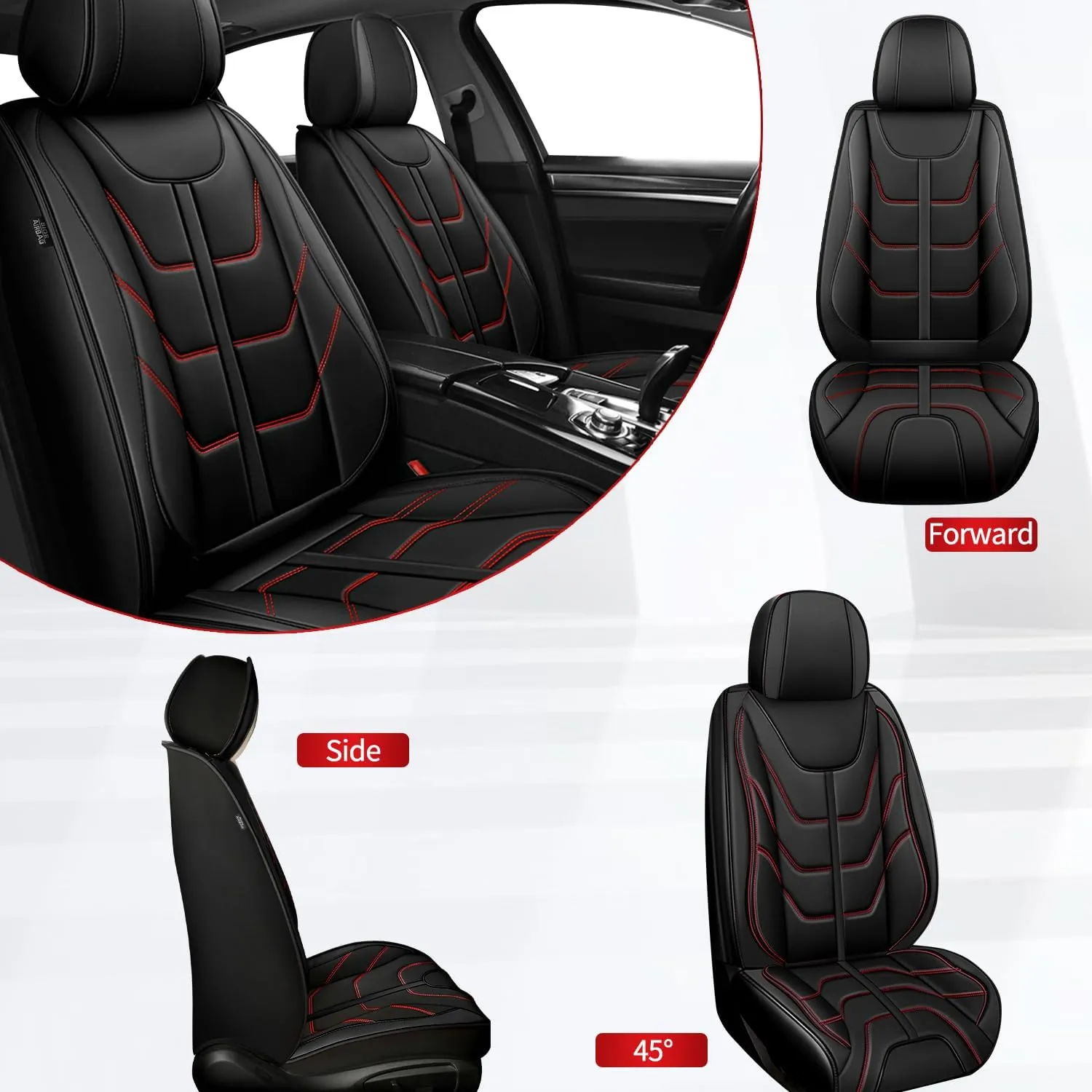 TTX LIGHTING Front Seat Covers Fit for Mazda CX-30 2020-2024 2025 Waterproof Leather 2 Front Seat Covers Automotive Seat Cushion Car Seat Protectors with Airbag Compatible (Redline)