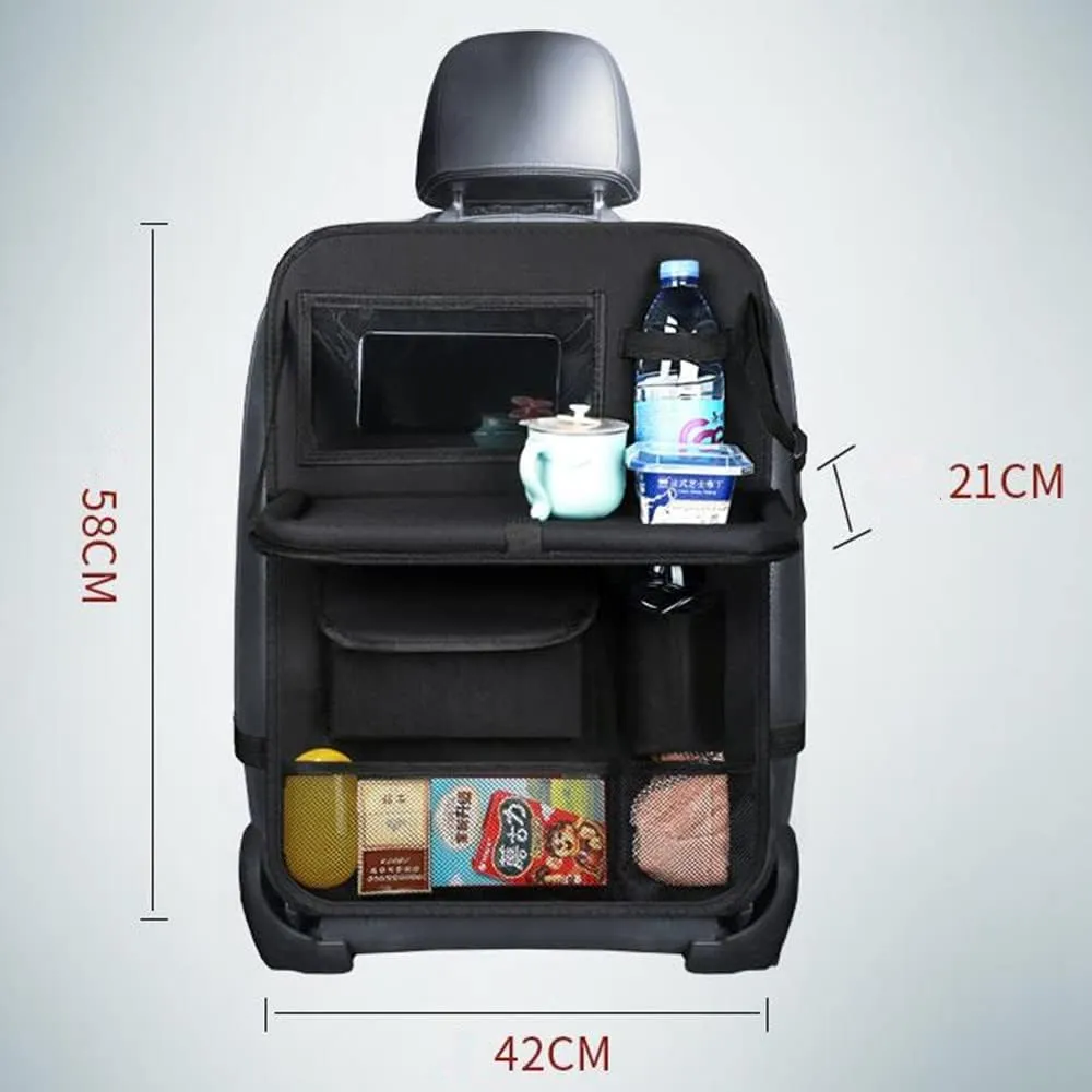 Tumecos Car Seat Back Organizer and Storage 2 Pack with Touch Screen Tablet Holder Kick Mats Back Seat Protector (black&red)