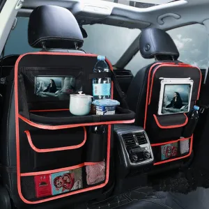 Tumecos Car Seat Back Organizer and Storage 2 Pack with Touch Screen Tablet Holder Kick Mats Back Seat Protector (black&red)