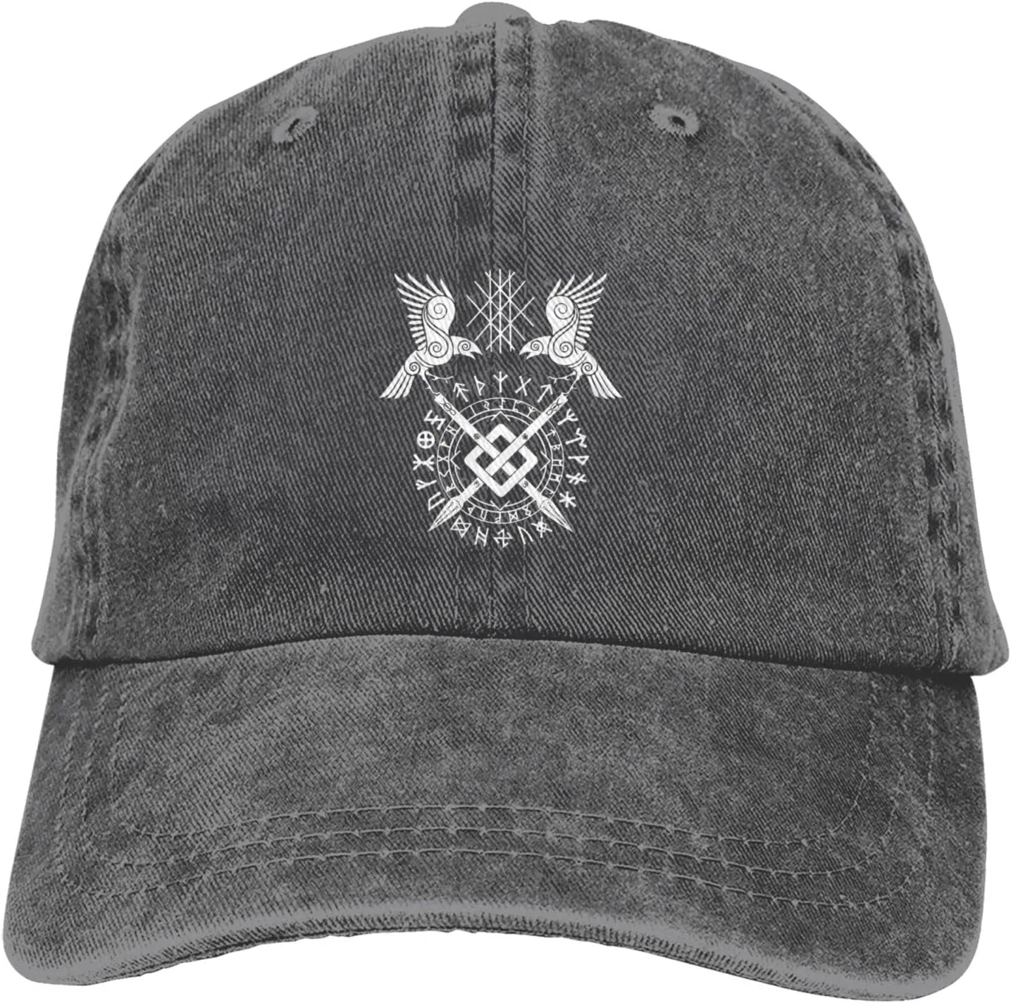 Twin Ravens of Odin Norse Pagan Symbol Hat Casquette Denim Baseball Cap Unisex Men's Hat Women's Hat Black