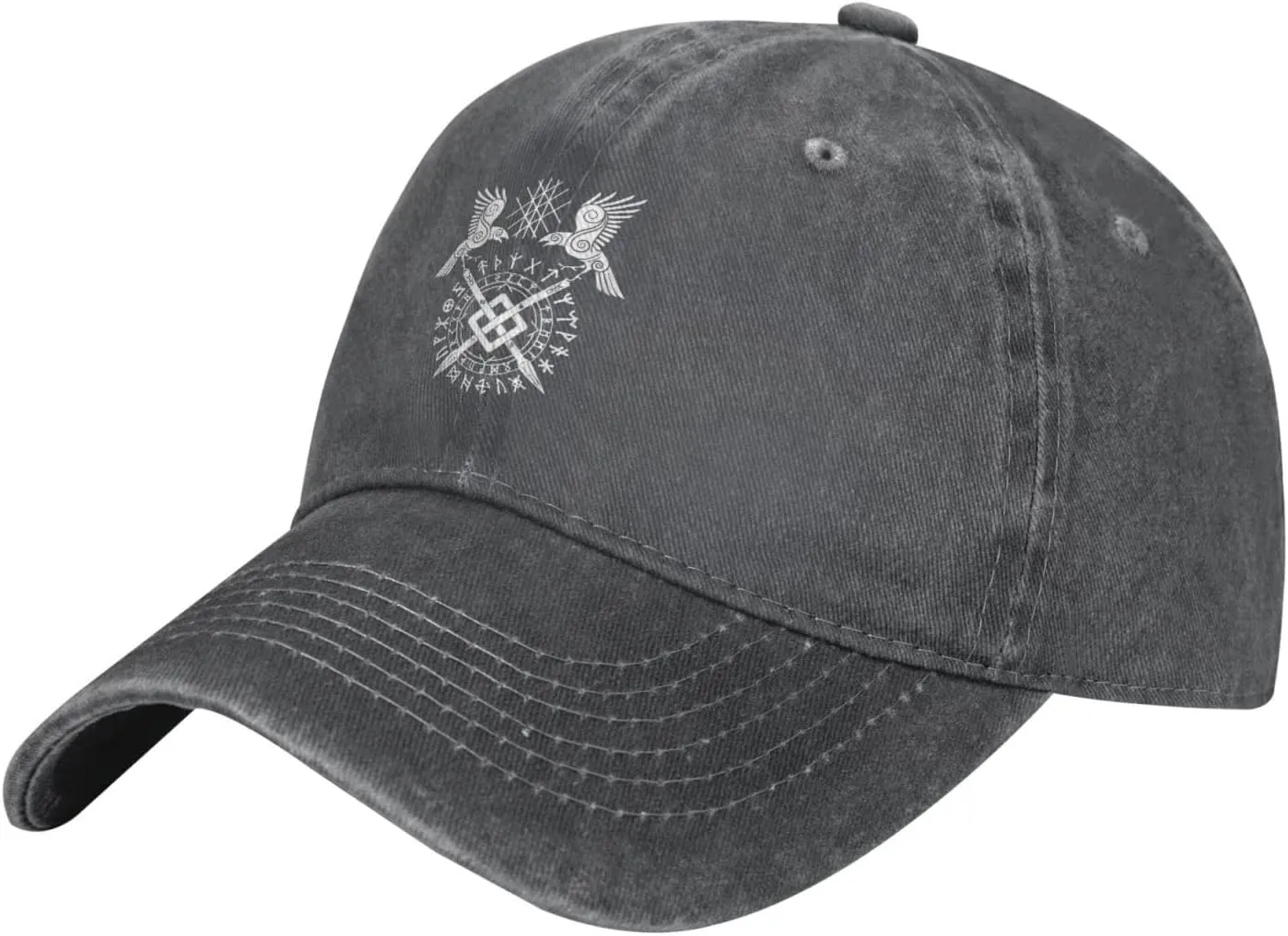 Twin Ravens of Odin Norse Pagan Symbol Hat Casquette Denim Baseball Cap Unisex Men's Hat Women's Hat Black