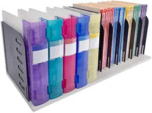 Ultimate Office TierDrop Topper 8 Slot Vertical File Organizer and Sorter with 9 Dividers That Adjust in 1 inch Increments. Converts into a Hanging File Folder Organizer with Included Rail Adapters