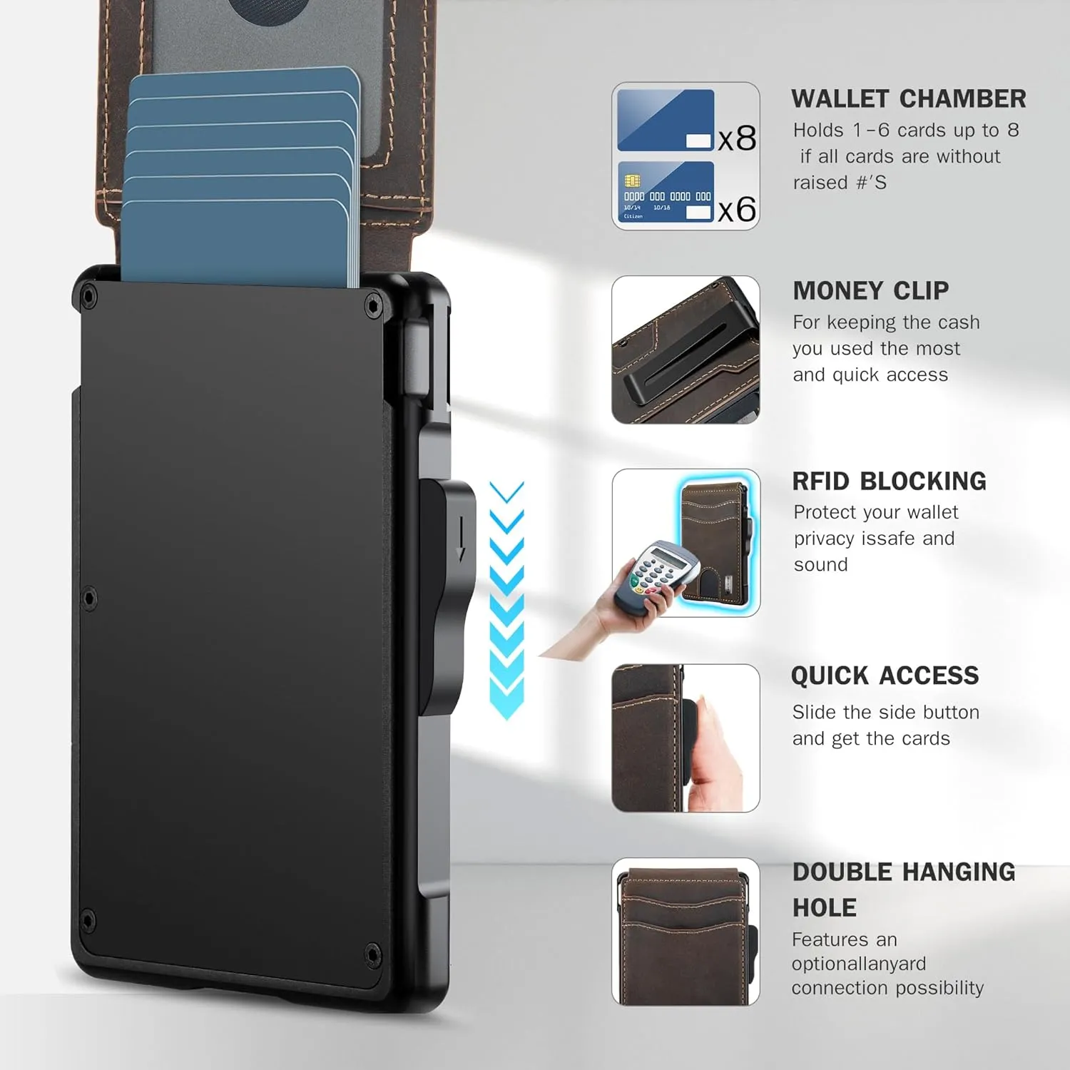 umoven Wallet for Men - with Money Clip Slim Leather Slots Credit Card Holder RFID Blocking Bifold Minimalist Wallet (Crazy Horse-Coffee Brown)