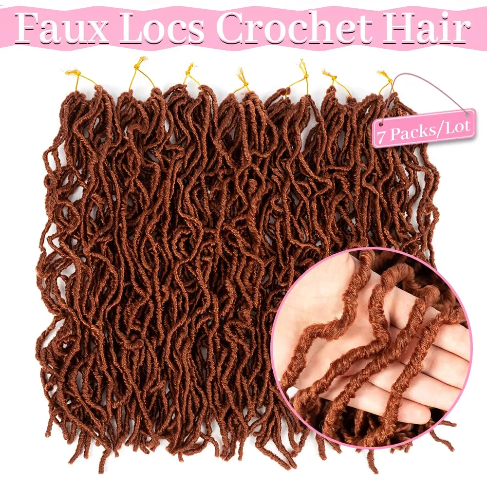Umylar Faux Locs Crochet Hair 24 inch 7 Packs Soft Locs Crochet Hair Pre Looped Goddess Curly Wavy Synthetic Crochet Hair For Black Women (24 Inch, 7Packs, 350#)