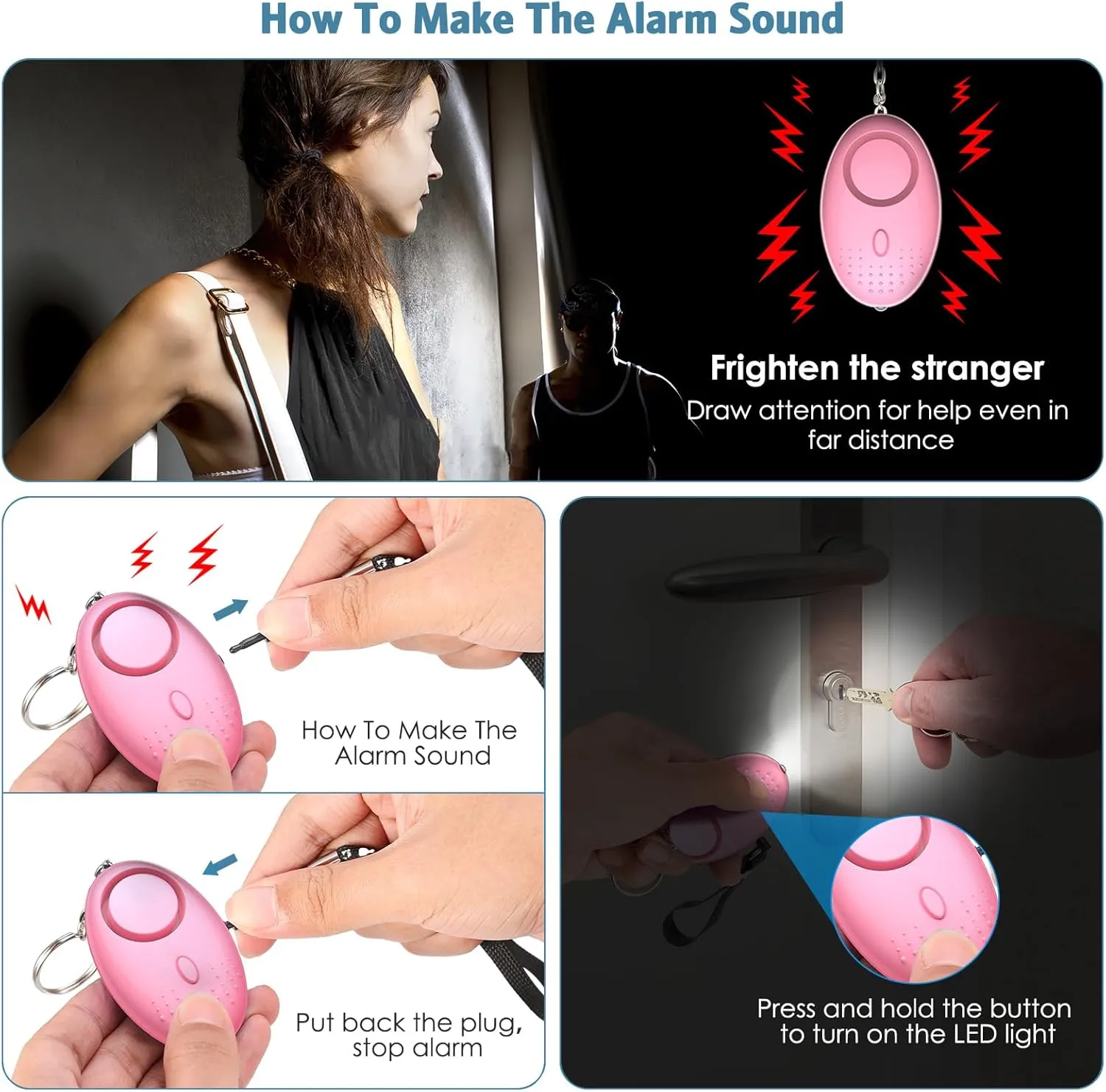 Upgraded Safety Keychain Set for Women, Wristlet Strap Keychain with Personal Alarms, Mirror, Pom Pom, etc. (18PCS)