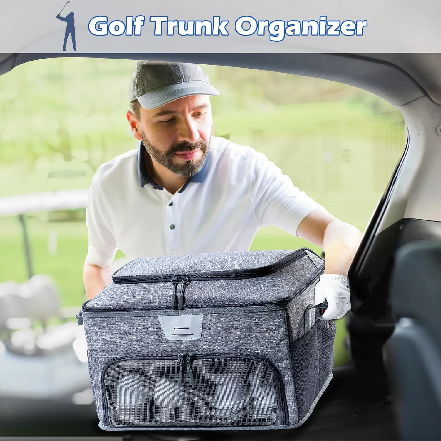 Upgraded Trunk Organizer - Separate Compartment for 2 Pair Shoes, Car Locker Organizer for Golf Balls, Gloves, Accessories