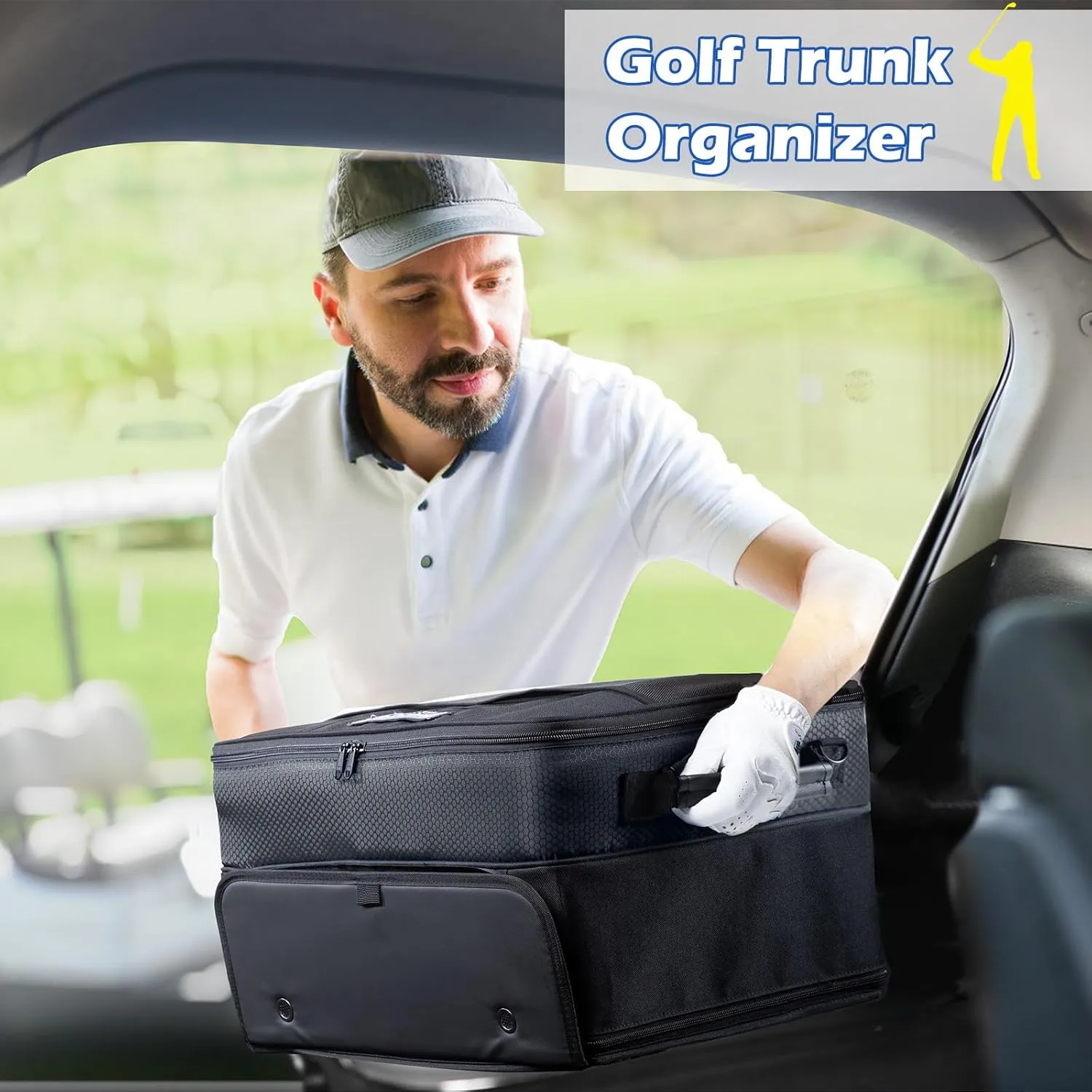 Upgraded Trunk Organizer - Separate Compartment for 2 Pair Shoes, Car Locker Organizer for Golf Balls, Gloves, Accessories