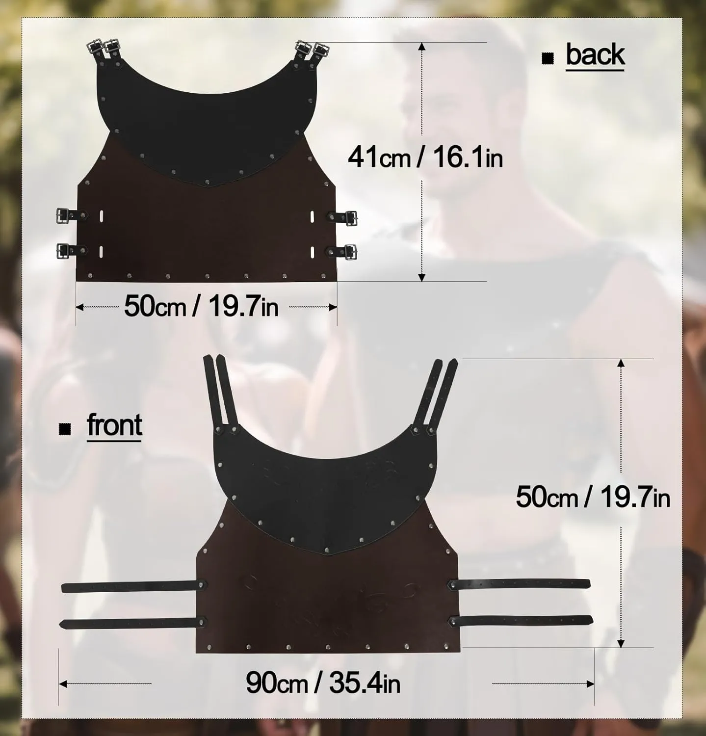 UQJE Leather Chest Armor Men Medieval Viking Retro Mercenary Knight Archer Leather Plate Armor