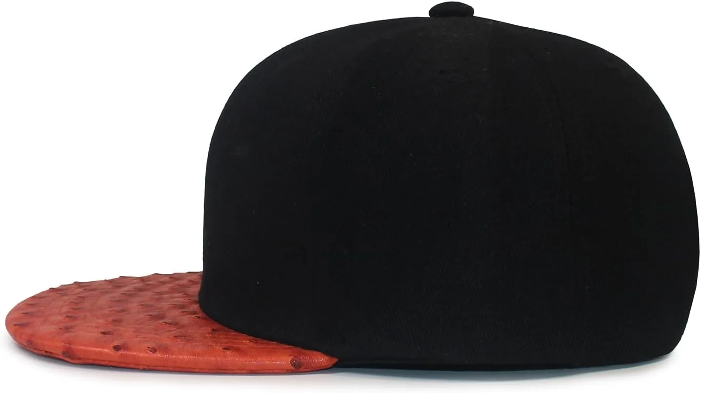 Urban Hip Hop Streetwear Baseball Cap - Solid Color Faux Ostrich Leather Snapback, 6-Panel Unisex Adjustable Hat