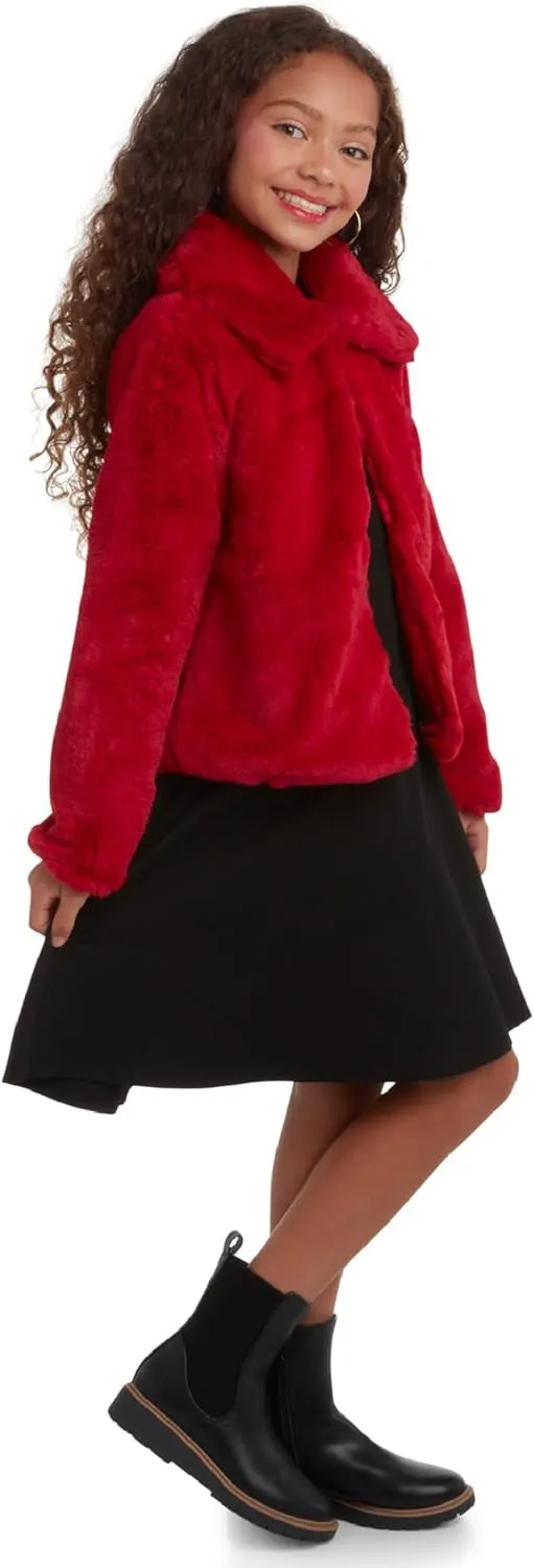 URBAN REPUBLIC Girls' Bolero Jacket - Stylish Cropped Faux Fur Bolero Cardigan - Fashion Outerwear Jackets for Girls (7-14)