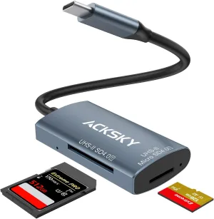 USB-C 4.0 Card Reader - Supports SD/SDHC/SDXC & Micro SDHC/SDXC/MMC UHS-I/II, for iPhone, iPad, MacBook Pro & Samsung S22