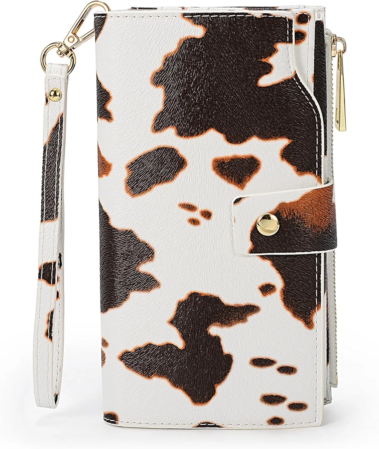 UTO Wallet Women Vegan Leather Wristlet Snap Long Purse Credit Card Holder Elegant Clutch