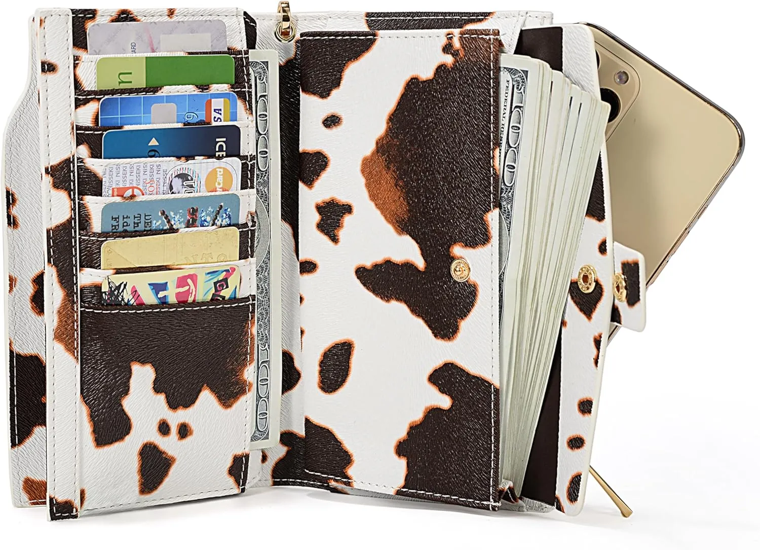 UTO Wallet Women Vegan Leather Wristlet Snap Long Purse Credit Card Holder Elegant Clutch