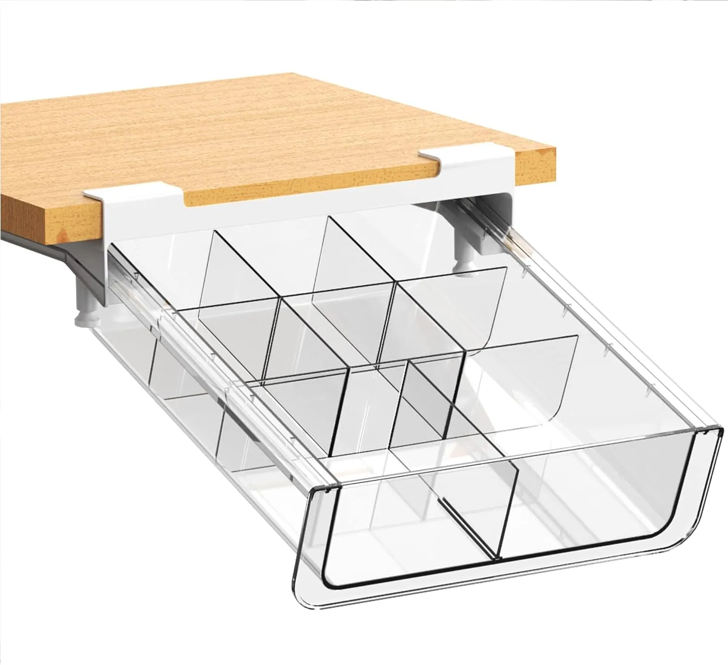 vacane Kitchen Organizer,Under Shelf Pull Out Drawer with Divider,Pantry Drawer Under Cabinet Shelf Coffee Hanging Storage