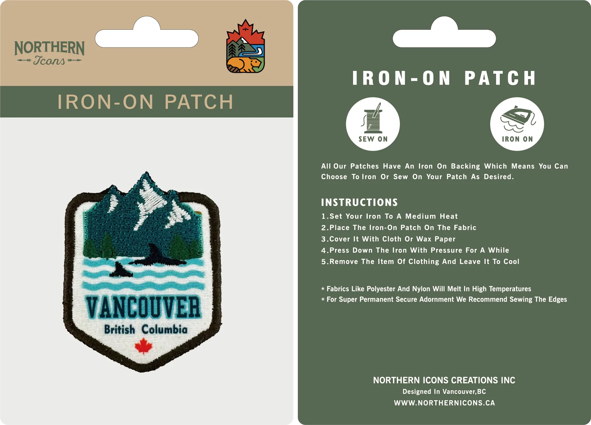 Vancouver iron-on embroidery patch